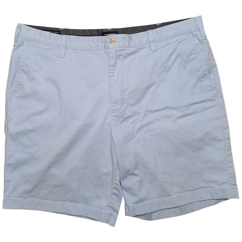 Nautica Deck Short Size 40W Blue Flat Front Stretch 9.5 inseam relaxed classic